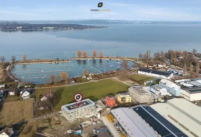 House and surroundings; view