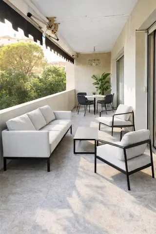 Terrace; view, natural light, modern style, tile floor