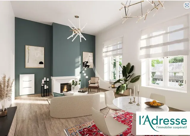 Wohnzimmer; kamin, tageslicht, moderner stil