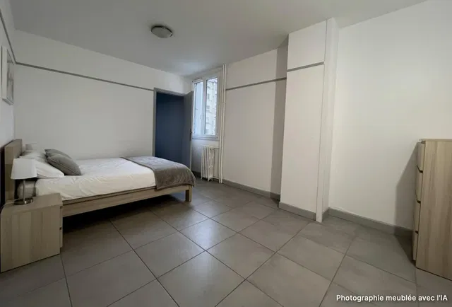 Bedroom; tile floor, natural light, modern style