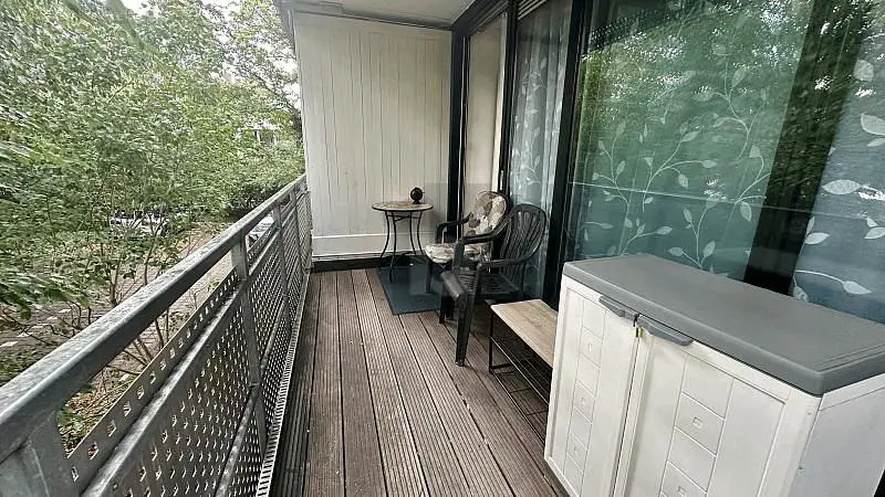 Balcony; view, wood floor