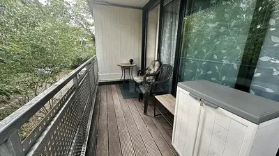 Balcony; view, wood floor