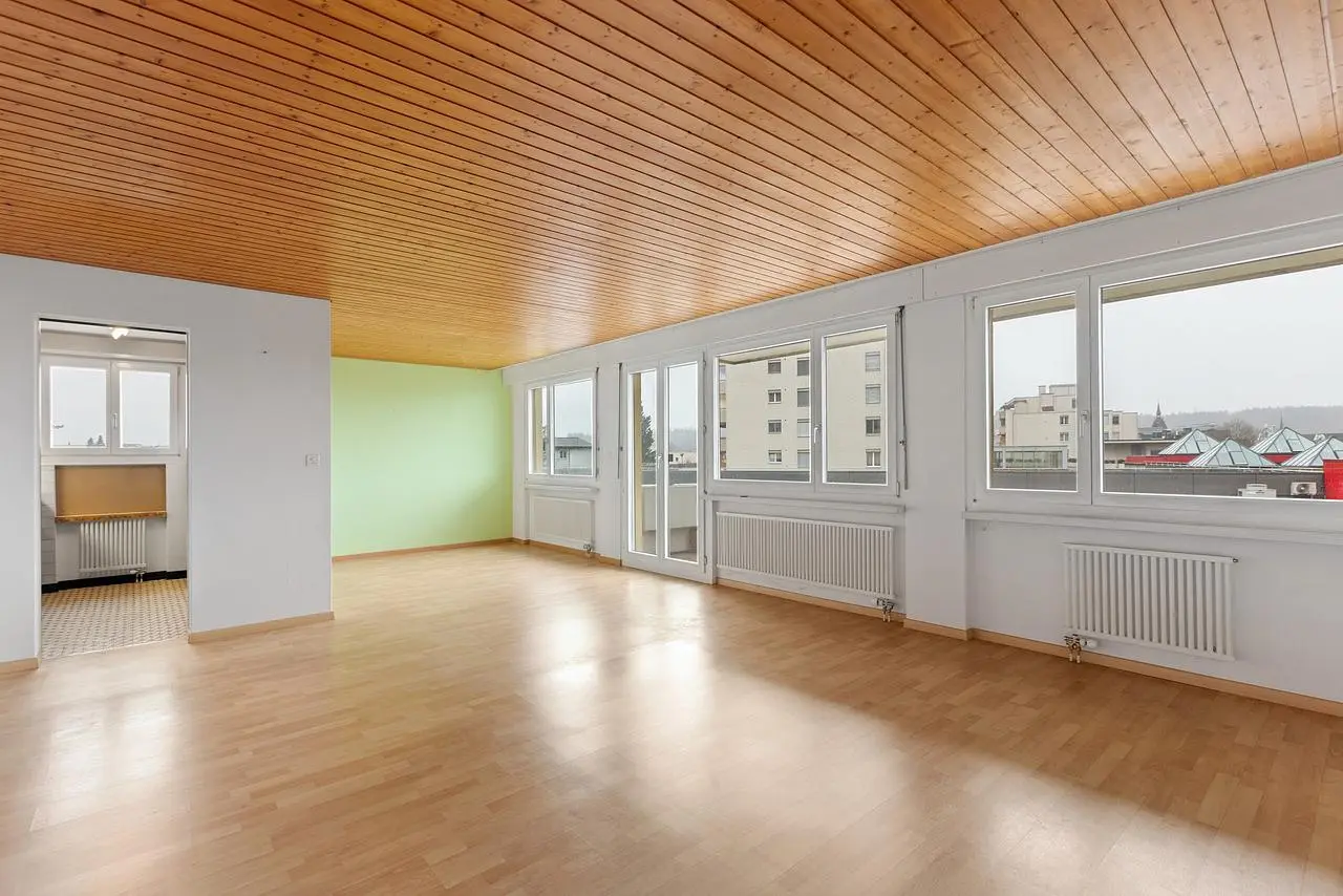 Living room; view, wood floor, natural light