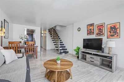 Living room; natural light, modern style, tile floor