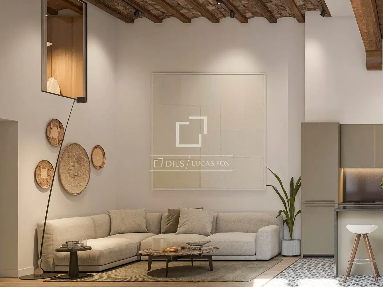 Soggiorno; luce naturale, stile moderno, travi in legno