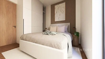 Ložnice; moderní styl, dřevěná podlaha, přirozené světlo