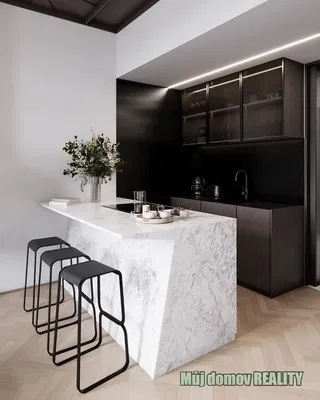 Kuchyně; kuchyňské spotřebiče, dřevěná podlaha, přirozené světlo, moderní styl