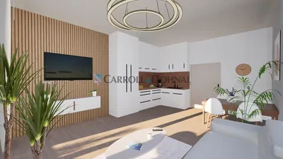 Kuchnia; sprzęt kuchenny, podłoga drewniana, światło dzienne, styl nowoczesny