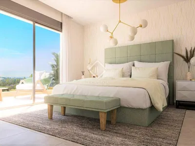 Ložnice; výhled, přirozené světlo, moderní styl