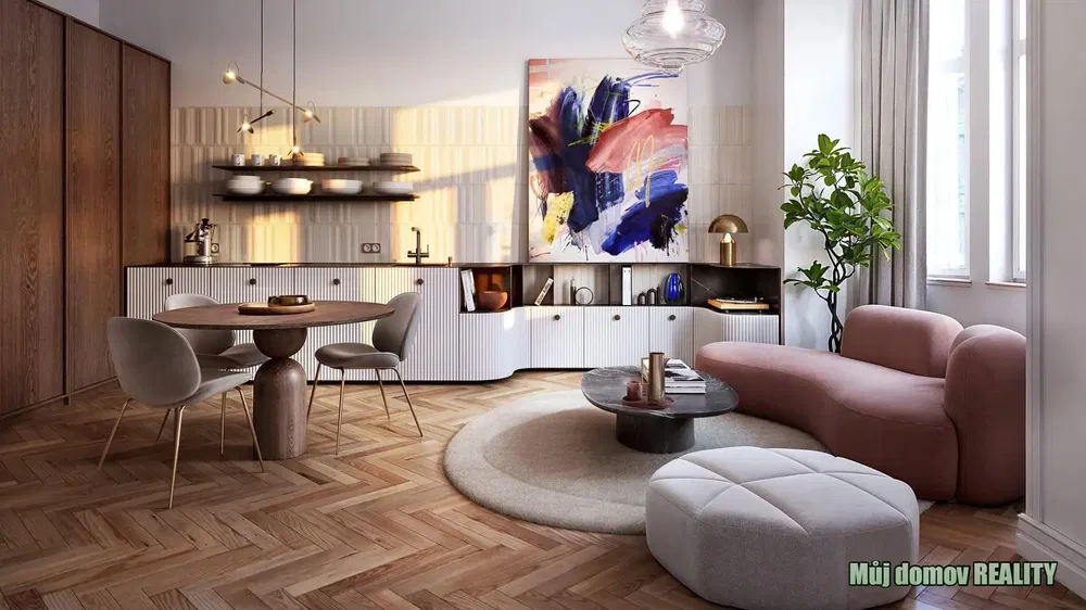 Salon; podłoga drewniana, światło dzienne, styl nowoczesny