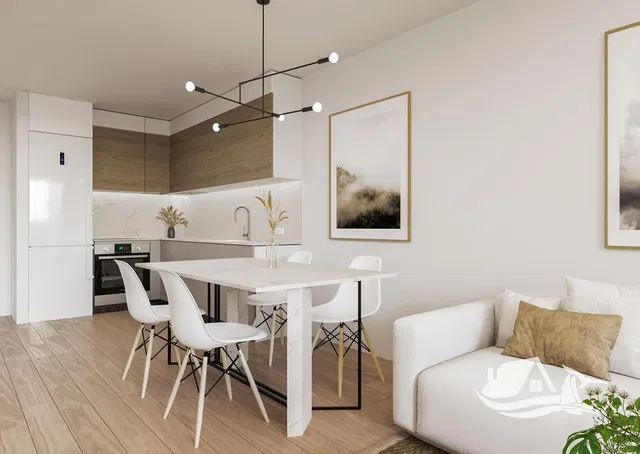 Cuisine; électroménager, parquet, lumière naturelle, style moderne