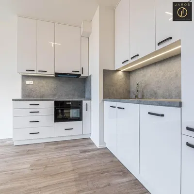 Kitchen; kitchen appliances, wood floor, natural light, modern style