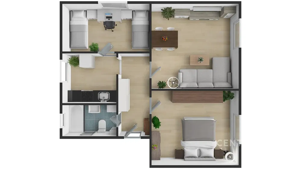 Cucina; elettrodomestici, pavimento in piastrelle, luce naturale, stile moderno