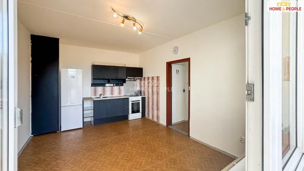 Kitchen; kitchen appliances, wood floor, natural light, modern style