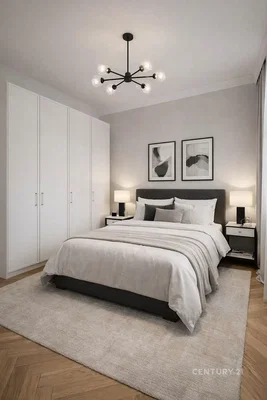 Schlafzimmer; holzboden, tageslicht, moderner stil