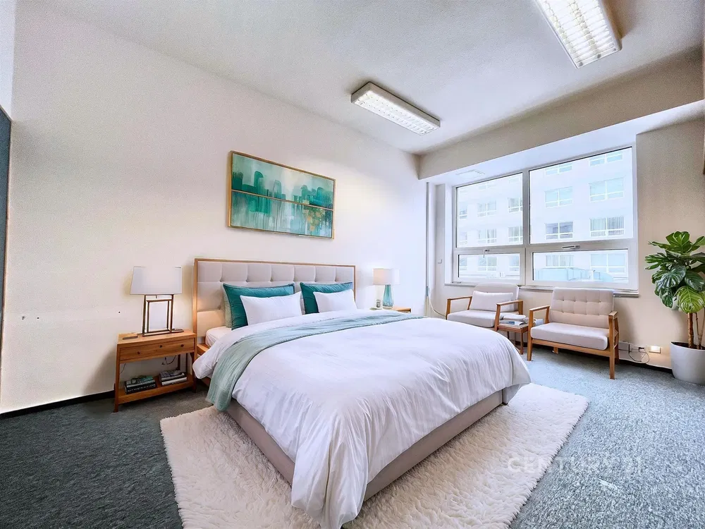 Sypialnia; światło dzienne, styl nowoczesny