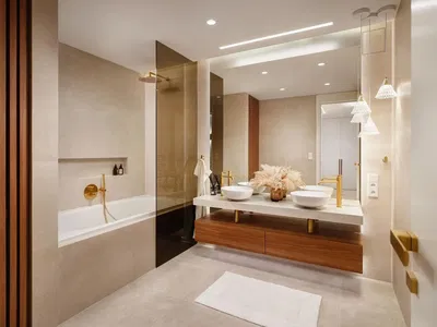 Baño; suelo de baldosas, renovado, luz natural, estilo moderno