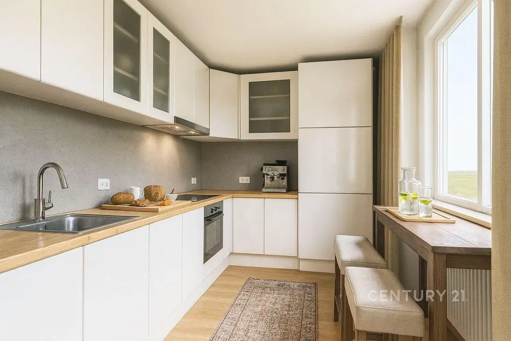 Küche; küchengeräte, tageslicht, moderner stil