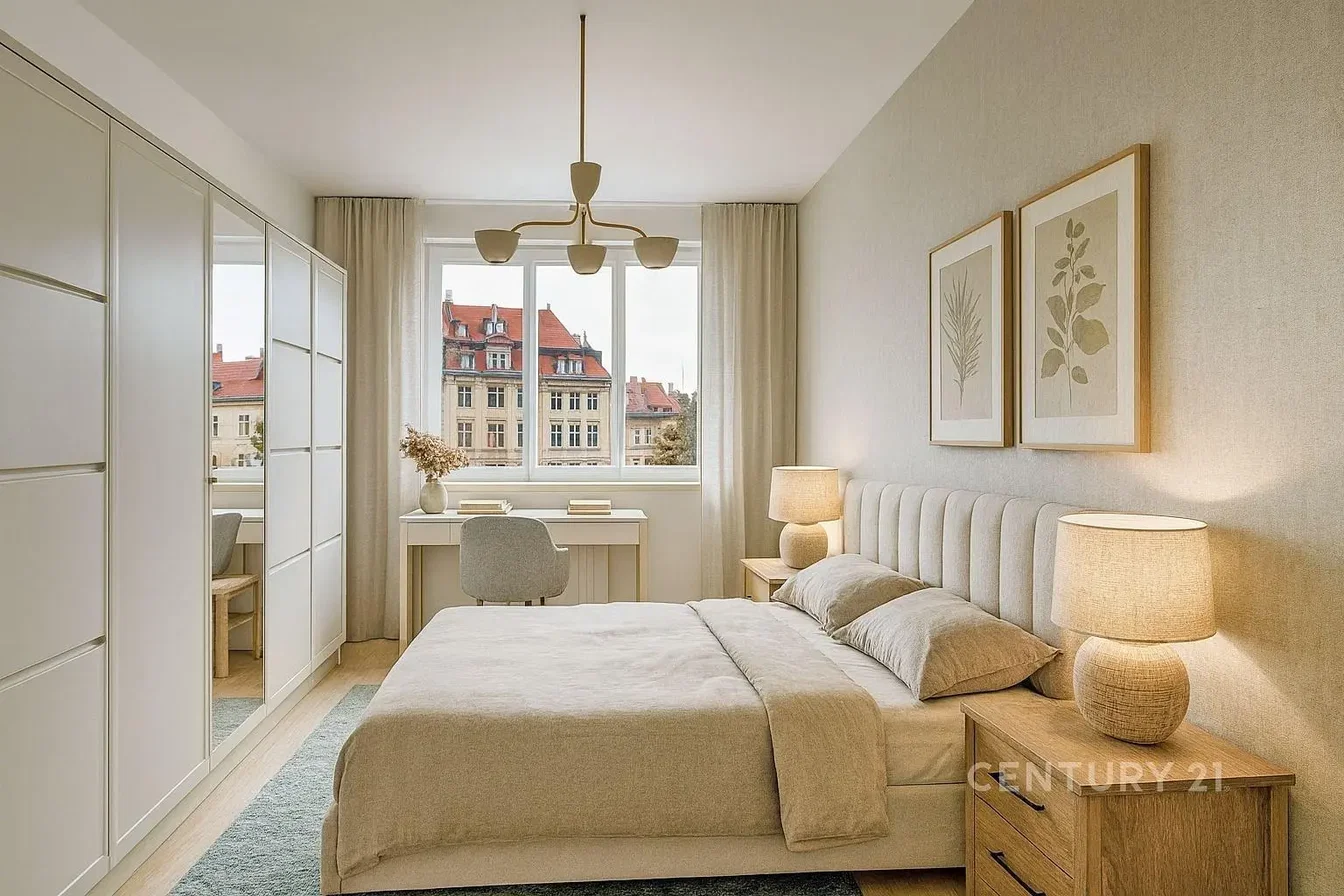 Ložnice; přirozené světlo, moderní styl