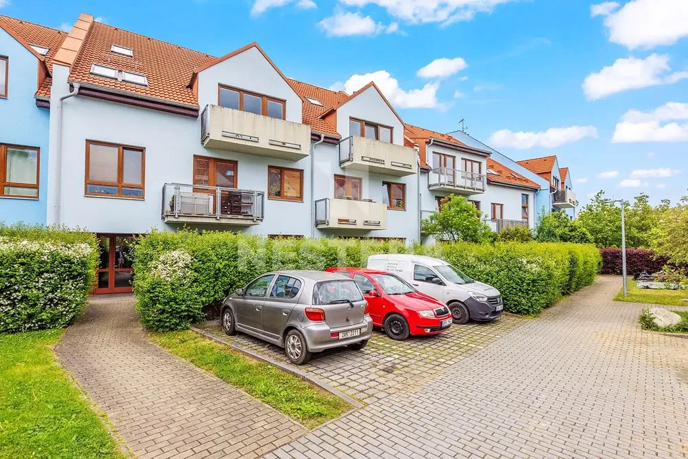 House and surroundings; view