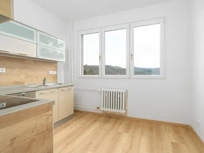 Küche; küchengeräte, blick, holzboden, tageslicht