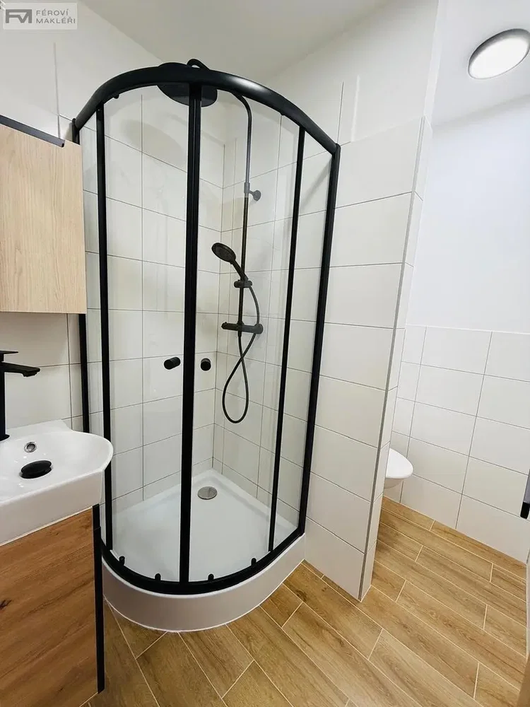 Bathroom; tile floor, renovated, natural light, modern style