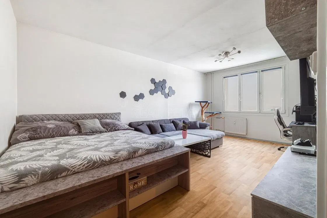 Living room; modern style, wood floor, natural light