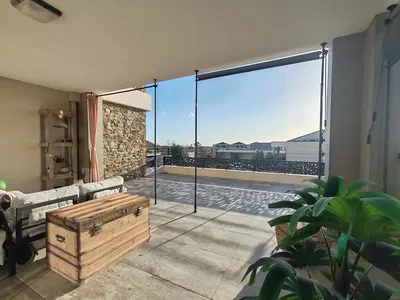 Terrasse; vue, lumière naturelle, style rustique