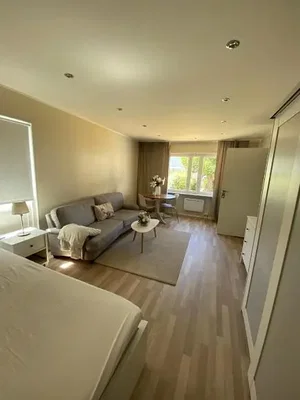 Obývací pokoj; přirozené světlo, dřevěná podlaha