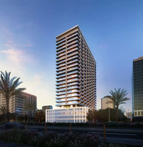 House and surroundings; view