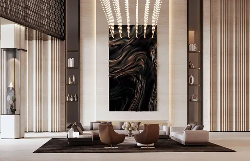 Oturma odası; modern stil, yüksek tavan, doğal ışık