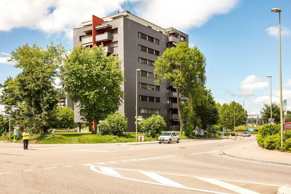 House and surroundings; view
