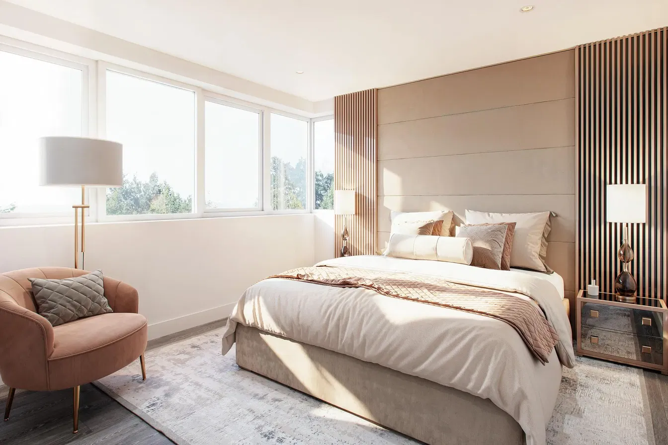 Chambre; lumière naturelle, style moderne