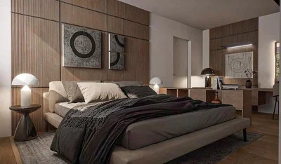 Yatak odası; modern stil, ahşap zemin, doğal ışık
