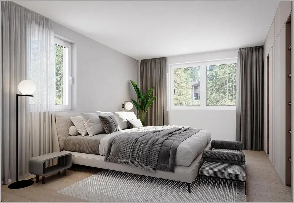 Schlafzimmer; tageslicht, moderner stil