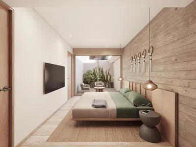 Bedroom; natural light, modern style, wood floor