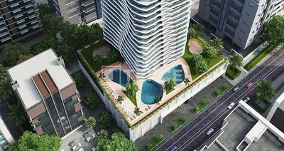 House and surroundings; view