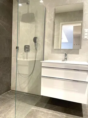 Bathroom; tile floor, renovated, natural light