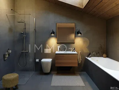 Koupelna; dlažba, po rekonstrukci, přirozené světlo, moderní styl