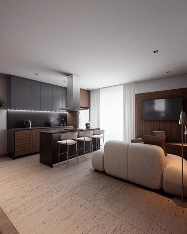 Soggiorno; elettrodomestici, luce naturale, stile moderno, pavimento in piastrelle