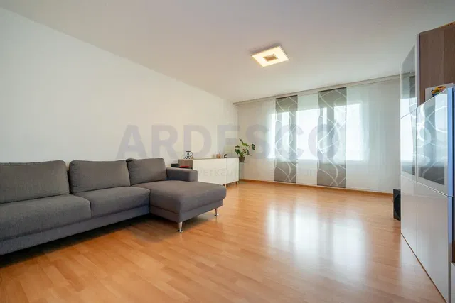 Obývací pokoj; dřevěná podlaha, přirozené světlo