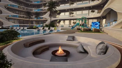 Casa y alrededores; chimenea, vista