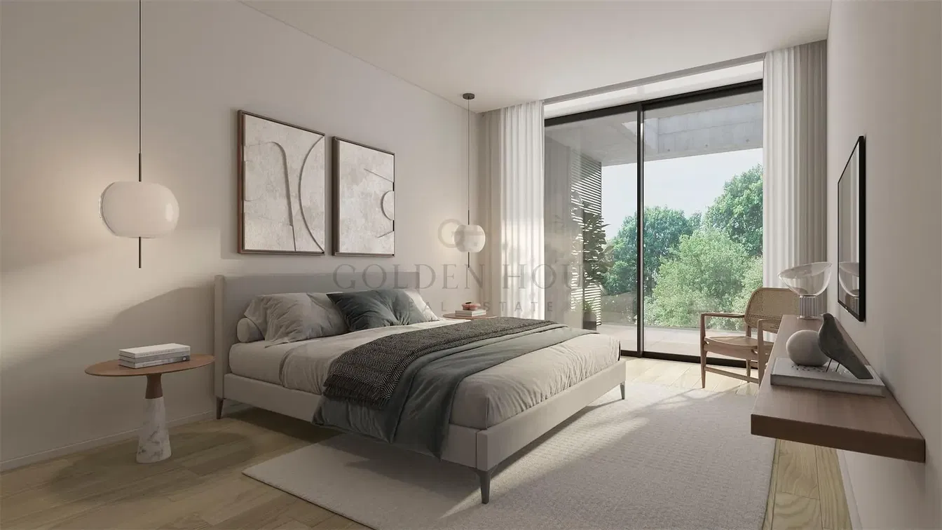 Chambre; lumière naturelle, style moderne, parquet