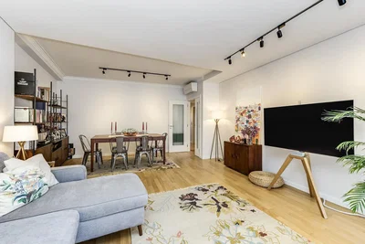 Salon; lumière naturelle, style moderne, parquet