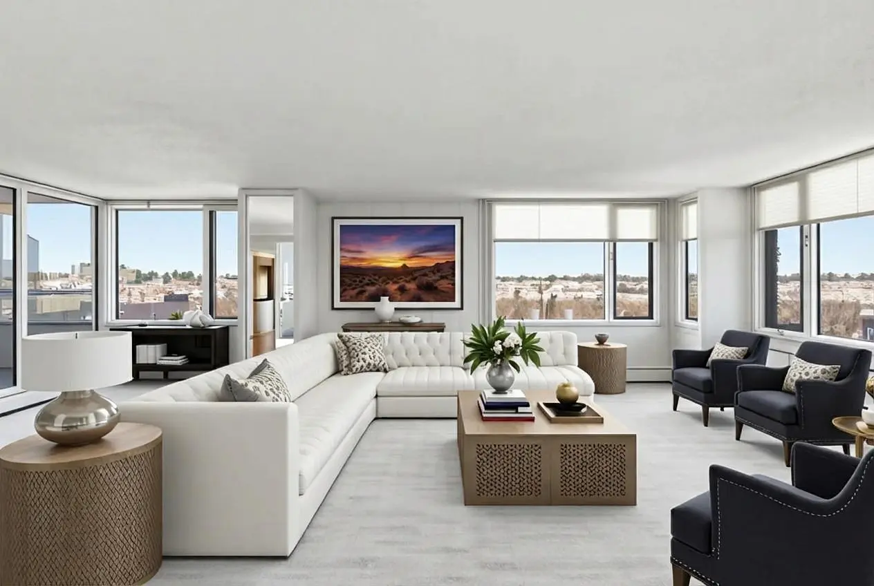 Living room; view, natural light, modern style