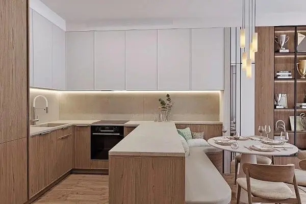 Küche; moderner stil, tageslicht, holzboden