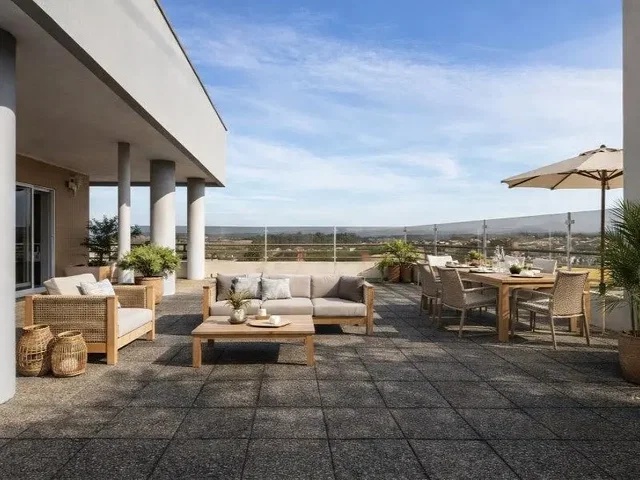Terraço; vista, luz natural, estilo moderno