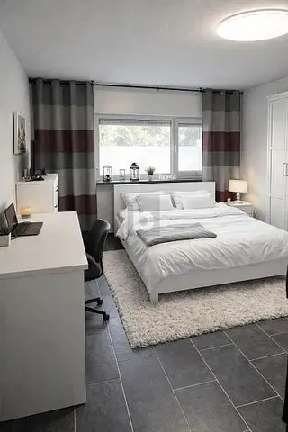 Bedroom; natural light, tile floor