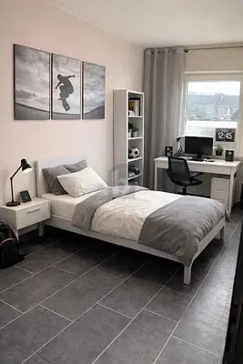 Bedroom; natural light, tile floor