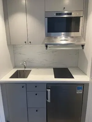 Küche; küchengeräte, renoviert, tageslicht, moderner stil